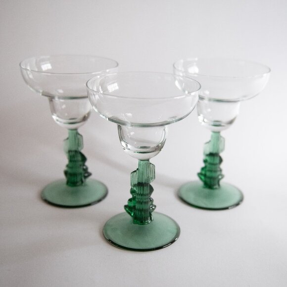 Set of 3 Vintage Cristal d'Arques Sleeping Siesta Man Cactus Margarita Glasses - Picture 2 of 9